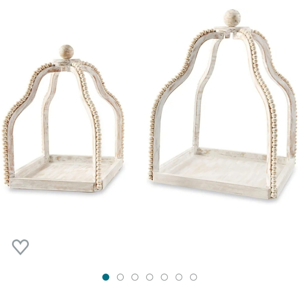 Wood beaded Candle lantern set